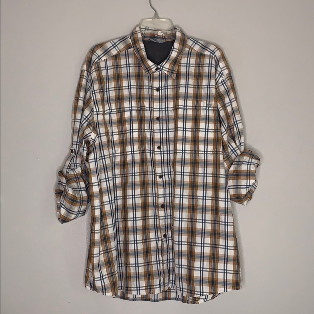 Wrangler Men’s Light Weight Plaid Outdoor shirt XXL orange blue